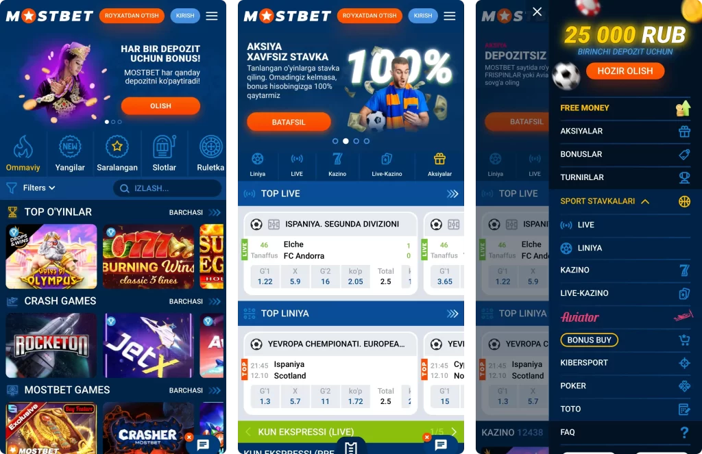 Android uchun Mostbet ilovasi